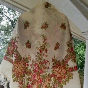 Russian rare dense 100% wool shawl scarf 58"x 58" square scarf